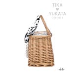 ドット柄スカーフ付きパールチャームかごバッグ 浴衣小物 ハンドバッグ | Tika | 詳細画像4