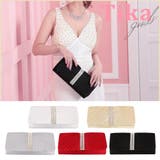 ブラック | ラインストーンギャザープリーツ2WAYバッグ クラッチバッグ ショルダーバッグ | Tika