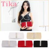 レッド | ラインストーンギャザープリーツ2WAYバッグ クラッチバッグ ショルダーバッグ | Tika