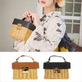 レザー×ラタンボックスタイプミニかごバッグ 浴衣小物 浴衣バッグ | Tika | 詳細画像1 