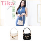 アイボリー | スクエアプリーツ×ゴールドチェーン2WAYミニバッグ ハンドバッグ | Tika