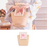 スクエアパールハンドル×ゴールドチェーン付き2WAY巾着かごバッグ ハンドバッグ | Tika | 詳細画像1