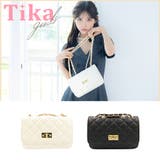 アイボリー | スクエアキルティング×ゴールドチェーンミニバッグ 韓国バッグ ハンドバッグ | Tika