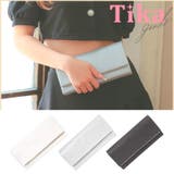 シルバー | メタルフレーム型押しラメ2WAYバッグ クラッチバッグ ショルダーバッグ | Tika