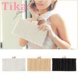 ホワイト | チェーンショルダー付き大小パール×プリーツがま口2WAYミニバッグ | Tika