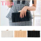 ブラック | チェーンショルダー付き大小パール×プリーツがま口2WAYミニバッグ | Tika