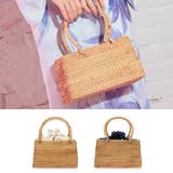 ブラウン×ベージュ | スクエア型巾着かごバッグ 浴衣小物 ハンドバッグ | Tika