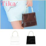 ブラック | パールハンドルエナメル2WAYミニバッグ ハンドバッグ ショルダーバッグ | Tika