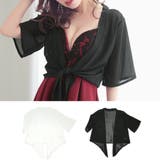 ブラック | シースルー前結びミニ丈ボレロ ショートボレロ 袖あり | Tika