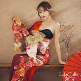 ブラック×レッド | ワンショルダーゴージャスフラワー花魁コスチューム ハロウィンコスプレ | Tika
