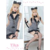 バストレースアップ×千鳥格子柄キャットガールコスチューム ハロウィンコスプレ セ… | Tika | 詳細画像5