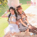 Tika（ティカ） | メルヘンウェイトレスマイクロミニ丈バニーガールコスチューム ハロウィンコスプレ セクシーコスプレ アニマル 干支 賀正コスプレ イースター バストカット レースアップ Mサイズ ブラック ブルー せいせい あいみ Tika ティカ