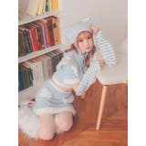 ハートバストカットストライプキャットガールコスチューム コスプレ 袖あり | Tika | 詳細画像4