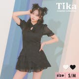 ブラック | ティアード×フリルスカートシンプルワンカラーチャイナドレスコスチューム | Tika