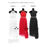 シフォン×レースアメリカンスリーブロングドレス ハイネック ウエストマーク | Tika | 詳細画像10