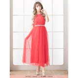 シフォン×レースアメリカンスリーブロングドレス ハイネック ウエストマーク | Tika | 詳細画像8