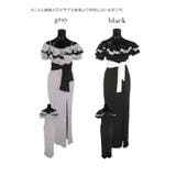 配色フリルオフショルスリットタイトロングドレス ガーリードレス セクシー | Tika | 詳細画像13 