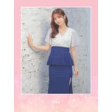 シアー×カシュクールペプラムロングドレス セクシードレス 袖あり | Tika | 詳細画像1