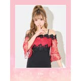オープンショルダートップフラワーレース大胆スリットロングドレス タイトドレス | Tika | 詳細画像1