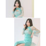 デコルテカットシアースリーブサイハイウエストタイトロングドレス セクシードレス | Tika | 詳細画像2
