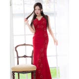 立体フラワーレース×Vネックマーメイドラインタイトロングドレス セクシードレス … | Tika | 詳細画像1 