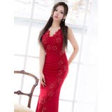 立体フラワーレース×Vネックマーメイドラインタイトロングドレス セクシードレス … | Tika | 詳細画像2 