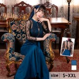 ブラック×ブルー | ブラックレースハーフジップタイトロングドレス セクシードレス 袖あり | Tika