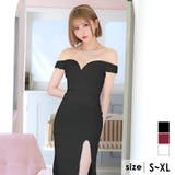 ブラック | ハートカット×オフショルサイドカットシアースリットタイトロングドレス | Tika