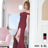 ワインレッド | ハートカット×オフショルサイドカットシアースリットタイトロングドレス | Tika
