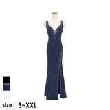 ネイビー | バストカットシースルー×スリットタイトロングドレス セクシードレス エレガント | Tika
