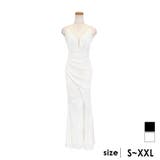 ホワイト | 総スパンコール×バストカットスリットラップタイトロングドレス セクシードレス | Tika