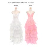 シースルートップ多層ボリュームフリルフレアロングドレス セクシードレス 袖なし | Tika | 詳細画像13 