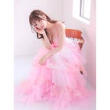 シースルートップ多層ボリュームフリルフレアロングドレス セクシードレス 袖なし | Tika | 詳細画像9 