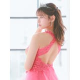 ボリュームチュールフラワーレースオープンバックフレアロングドレス セクシードレス | Tika | 詳細画像1