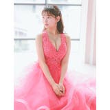 ボリュームチュールフラワーレースオープンバックフレアロングドレス セクシードレス | Tika | 詳細画像3