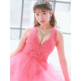 ボリュームチュールフラワーレースオープンバックフレアロングドレス セクシードレス | Tika | 詳細画像4