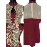 フラワー刺繍アメリカンスリーブカットアウトスリットロングドレス タイトドレス 袖… | Tika | 詳細画像8 