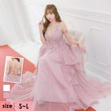 ダスティピンク | フリルボリュームチュール×バックシャンコードロングドレス セクシードレス | Tika