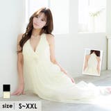 クリーム | Tika ウエストパールボタンホルターネックシフォンロングドレス セクシードレス | Tika