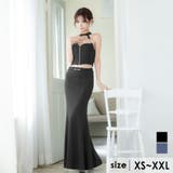 ブラック | Tika フロントジップチェーンホルダーセットアップロングドレス セクシードレス | Tika