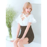 クロスネック×ハーフジッパーバイカラーミニドレス ガーリードレス タイトドレス | Tika | 詳細画像9 