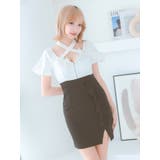 クロスネック×ハーフジッパーバイカラーミニドレス ガーリードレス タイトドレス | Tika | 詳細画像10 