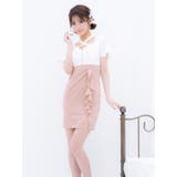 クロスネック×ハーフジッパーバイカラーミニドレス ガーリードレス タイトドレス | Tika | 詳細画像2 