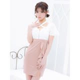 クロスネック×ハーフジッパーバイカラーミニドレス ガーリードレス タイトドレス | Tika | 詳細画像4 