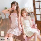 パールストラップ×フロントリボンプリーツツイードミニドレス ガーリードレス 袖なし | Tika | 詳細画像1