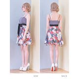 ボタニカルフラワー×ハフジップウエストリボンAラインミニドレス キャバドレス | Tika | 詳細画像10 
