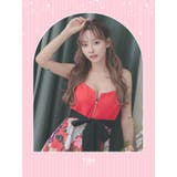 ボタニカルフラワー×ハフジップウエストリボンAラインミニドレス キャバドレス | Tika | 詳細画像1 