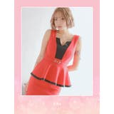 バイカラー×パイピングペプラムタイトミニドレス レトロドレス 袖なし | Tika | 詳細画像1