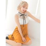 ネックリボン×レースハイウエストAラインフレアミニドレス ガーリードレス 袖なし | Tika | 詳細画像9