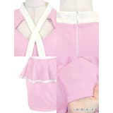 リボンネック×パイピングデザインペプラムタイトミニドレス ガーリードレス 袖あり | Tika | 詳細画像8 